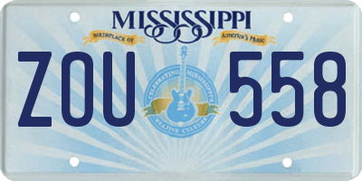 MS license plate ZOU558