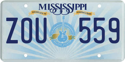 MS license plate ZOU559
