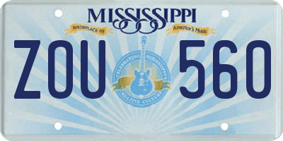 MS license plate ZOU560