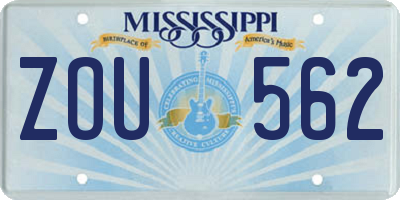 MS license plate ZOU562