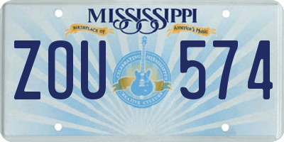 MS license plate ZOU574