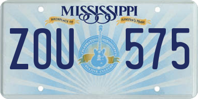 MS license plate ZOU575