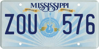 MS license plate ZOU576