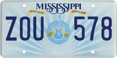 MS license plate ZOU578
