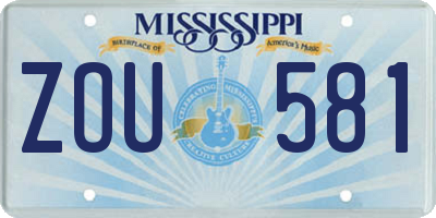 MS license plate ZOU581