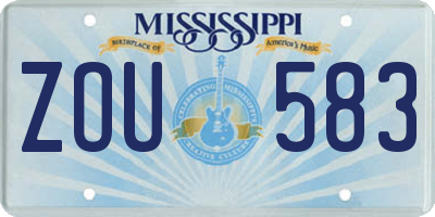 MS license plate ZOU583