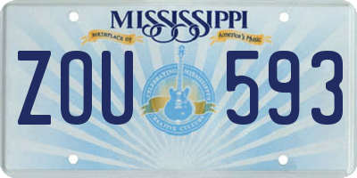 MS license plate ZOU593