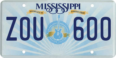 MS license plate ZOU600