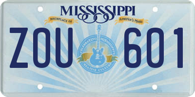 MS license plate ZOU601