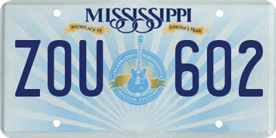 MS license plate ZOU602
