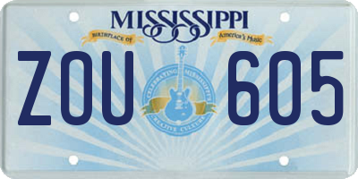 MS license plate ZOU605