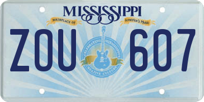 MS license plate ZOU607