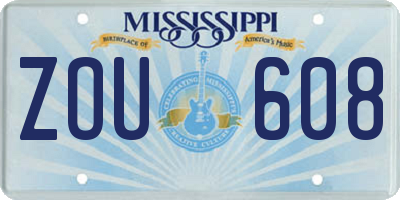 MS license plate ZOU608