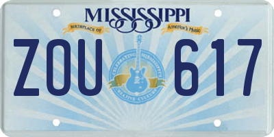 MS license plate ZOU617