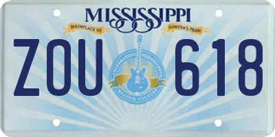 MS license plate ZOU618