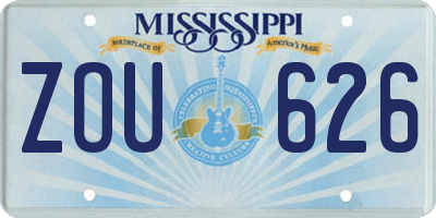 MS license plate ZOU626