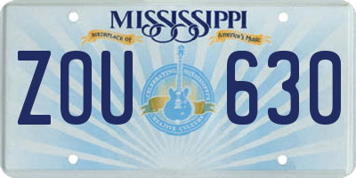MS license plate ZOU630