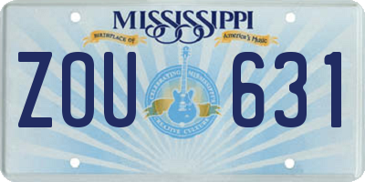 MS license plate ZOU631