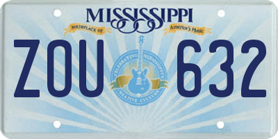 MS license plate ZOU632