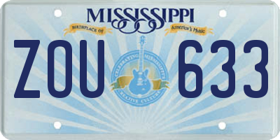MS license plate ZOU633