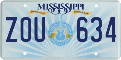 MS license plate ZOU634