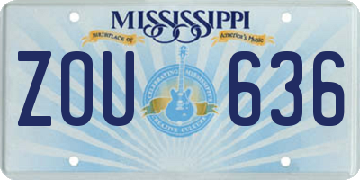 MS license plate ZOU636
