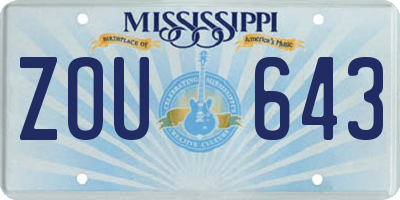 MS license plate ZOU643
