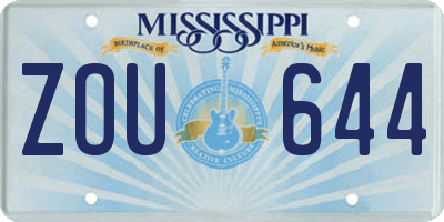 MS license plate ZOU644