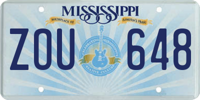 MS license plate ZOU648
