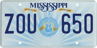 MS license plate ZOU650