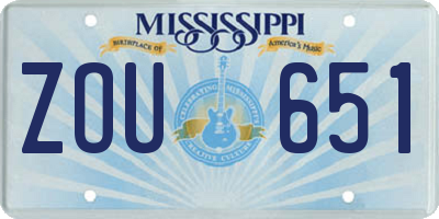 MS license plate ZOU651