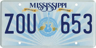 MS license plate ZOU653
