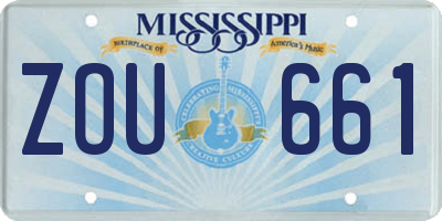 MS license plate ZOU661