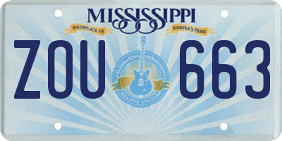 MS license plate ZOU663