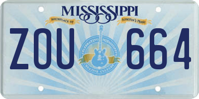 MS license plate ZOU664