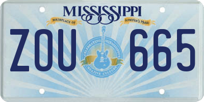 MS license plate ZOU665