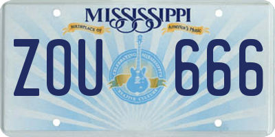 MS license plate ZOU666