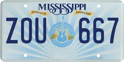 MS license plate ZOU667