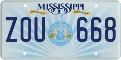 MS license plate ZOU668