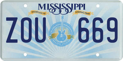 MS license plate ZOU669