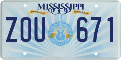 MS license plate ZOU671