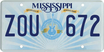 MS license plate ZOU672