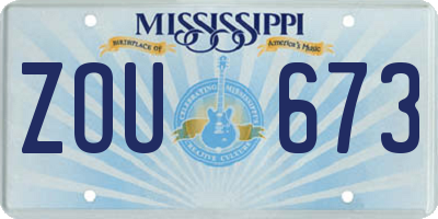 MS license plate ZOU673