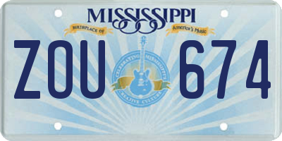 MS license plate ZOU674