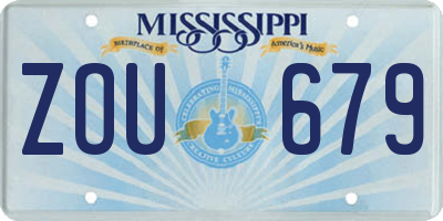 MS license plate ZOU679