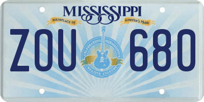 MS license plate ZOU680