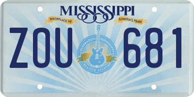 MS license plate ZOU681