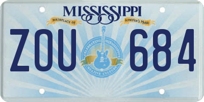 MS license plate ZOU684
