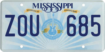 MS license plate ZOU685