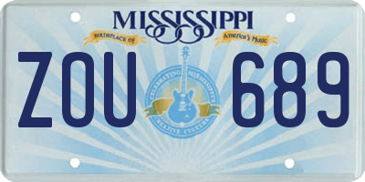 MS license plate ZOU689